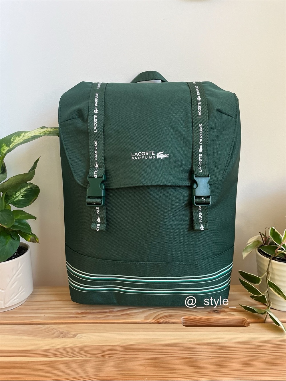 Lacoste Green Canvas Backpack